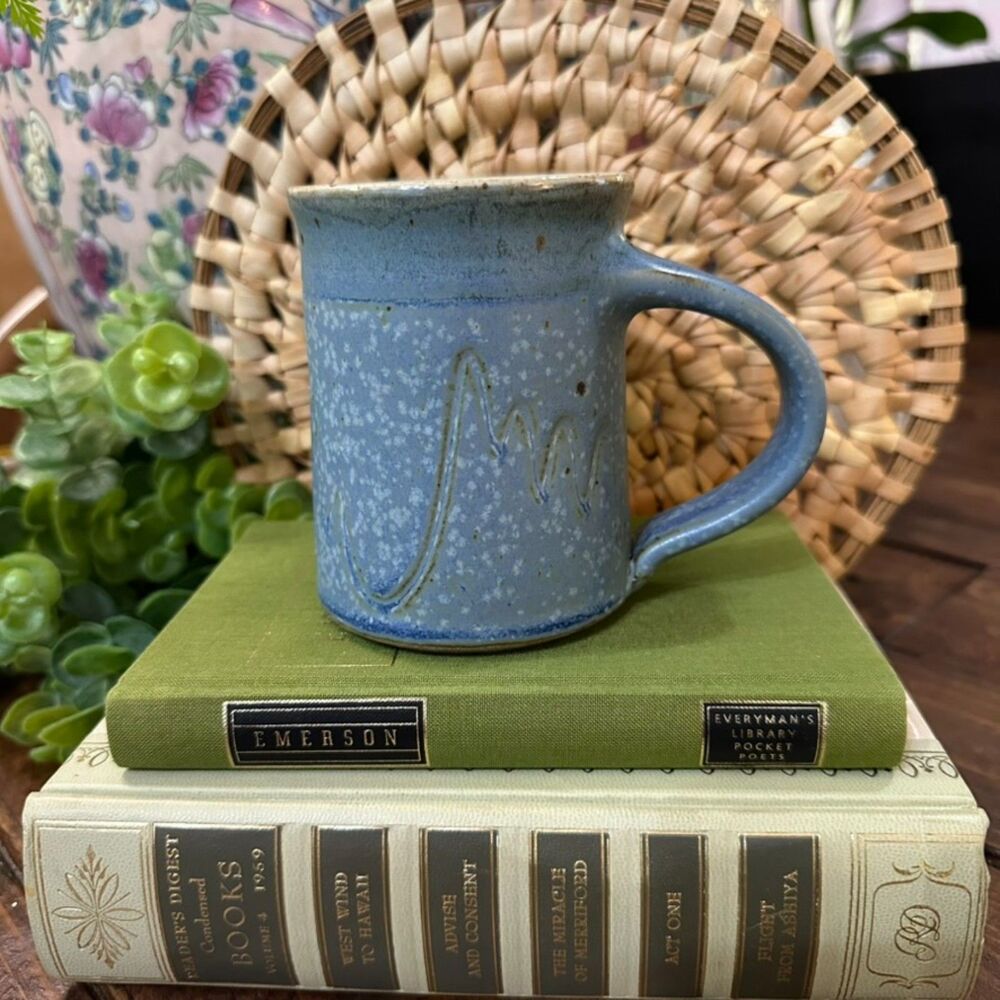 Vintage Elizabeth Krome Studio Pottery Stoneware Mug, Quail Run Pottery Virginia